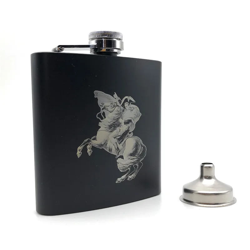 

Napoleon Black Hip Flask 6 Oz Stainless Steel Personalize Pocket Hip Flask Laser Engraved for Alcohol Whiskey Outdoor Travelling