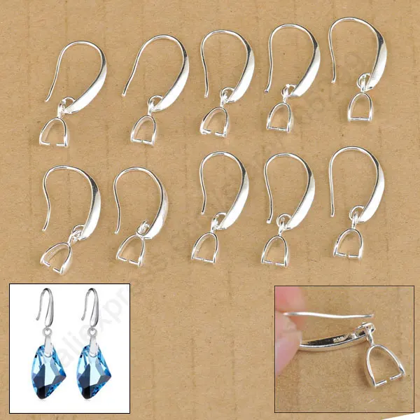 20PC Jewelry Making 925 Sterling Silver Hook Earring Pinch Bail Earring Ear Wire