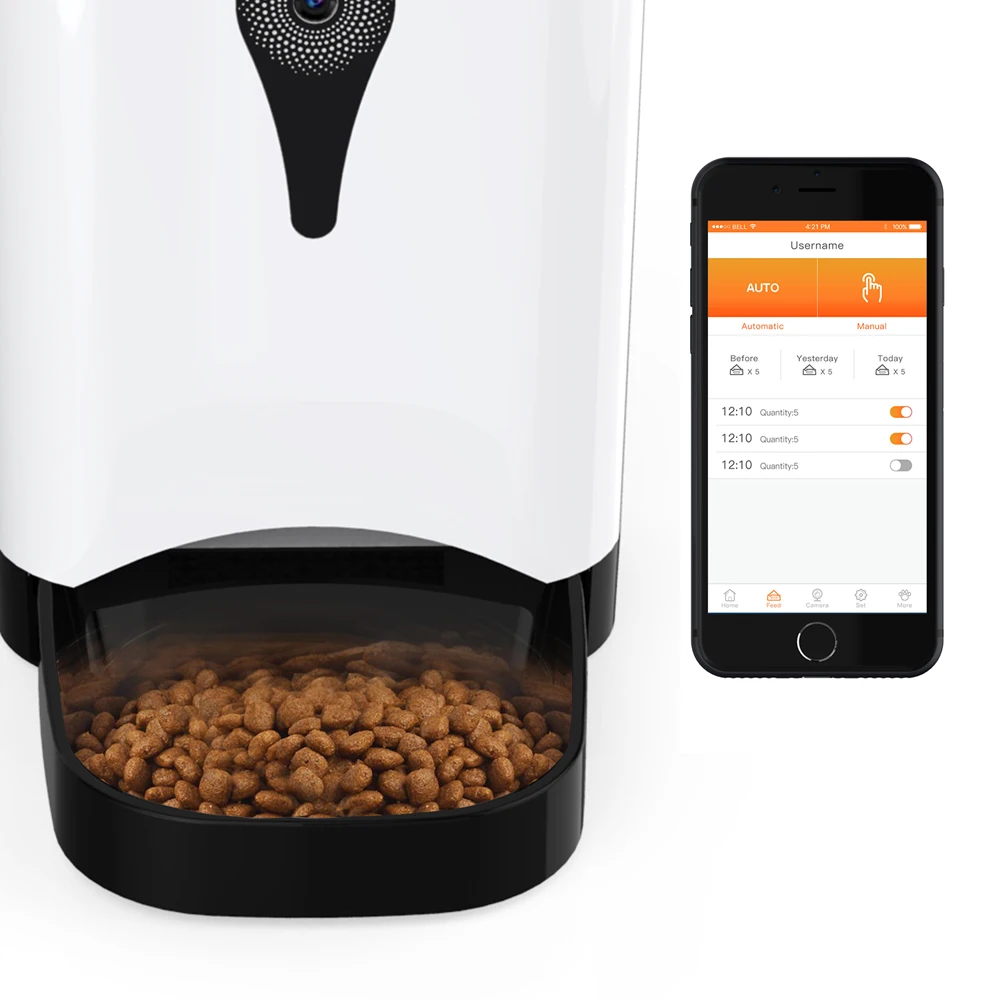 

4.5L Pet Feeder Wifi Remote Control Fashion Smart Automatic Pet Feeder Dogs Cat Food Rechargable