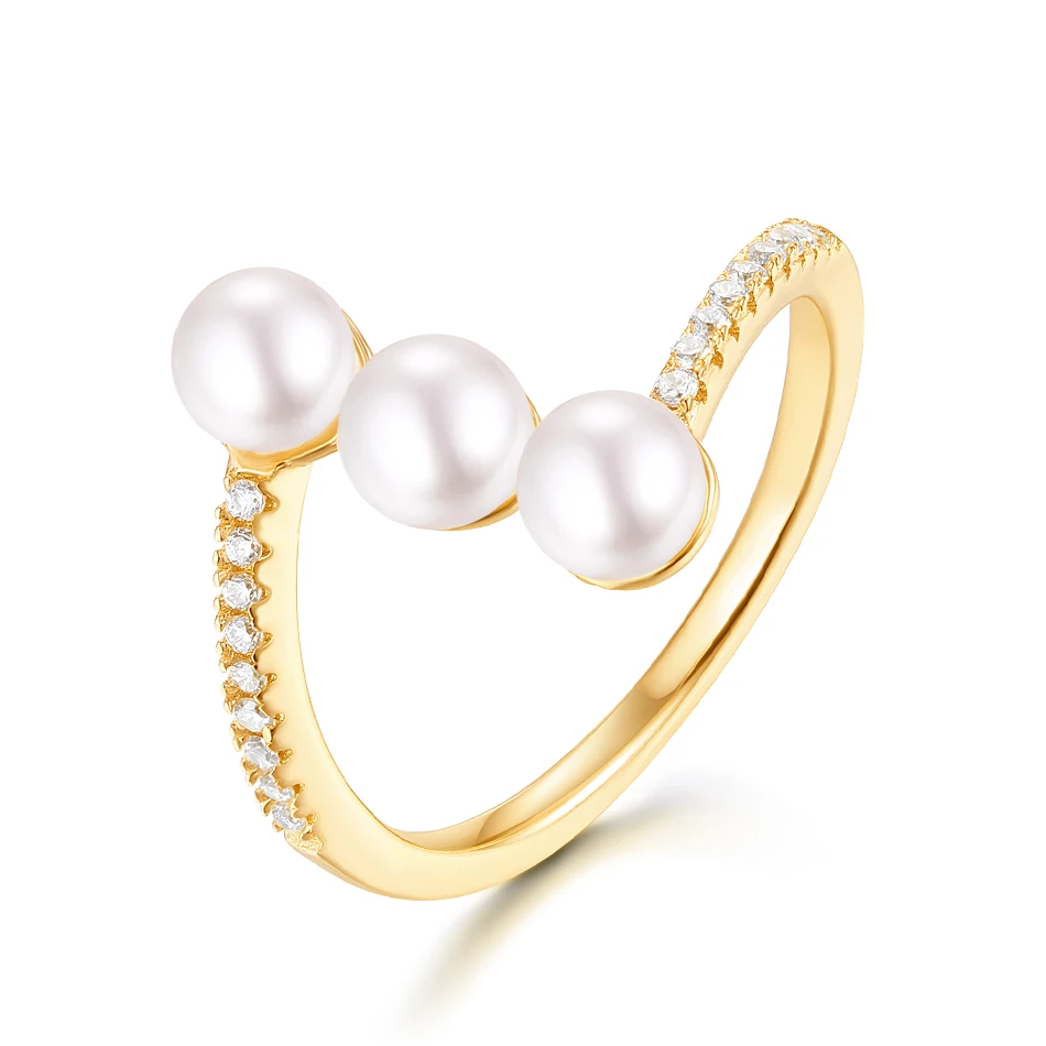 ALLNOEL 925 Sterling Silver Ring Gold Color Fine Jewelry Gifts For Women Natural Stone Button Shape Freshwater Pearl Rings 2019 (2)