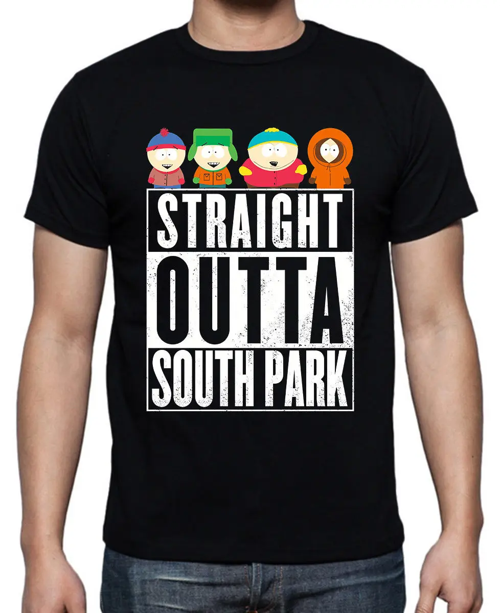 New Straight Outta South Park Gildan Для мужчин черный футболка Размеры S к 2XL|Футболки| |