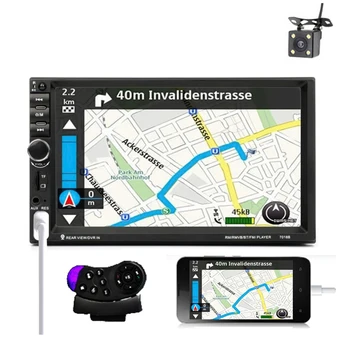 

2 Din Car Radio MP5 Multimedia Player 7" Touch Screen Audio Stereo Bluetooth Video Rear View Camera Steering wheel remote 7018B