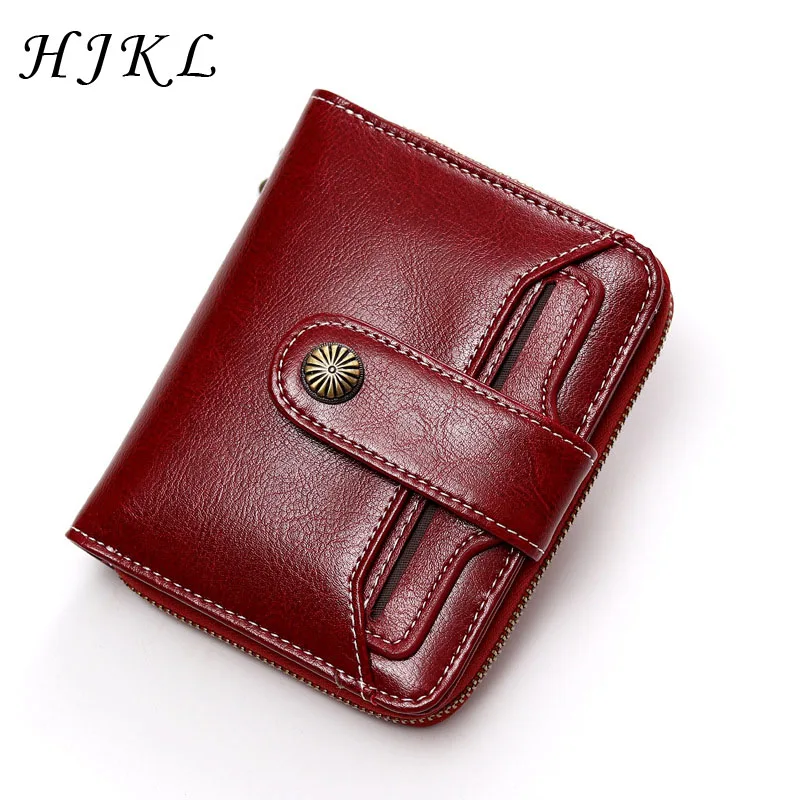 

HJKL New Arrival Genuine Cow Leather Short Wallets Lucky clover Pedant Clutch Wallets Multi-card Position Purse for Women 2018