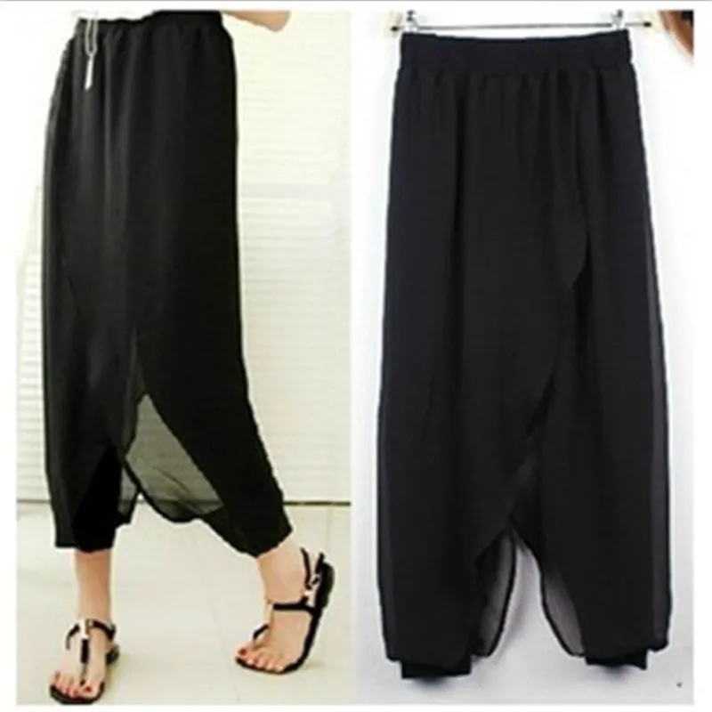 Spring and Summer Trousers Casual Pants Plus Size Pants Loose Harem Pants Mm Chiffon Skinny Pants Skirt Women Pants Streetwear