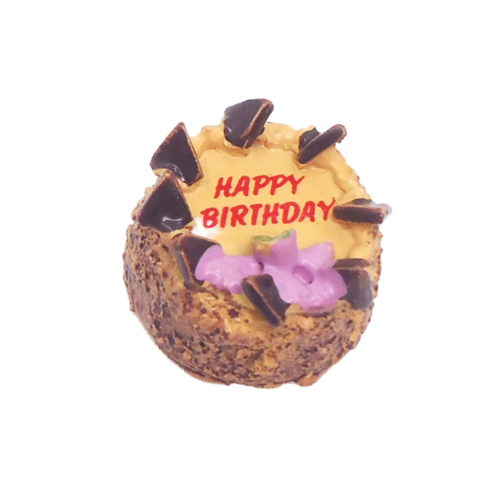 MagiDeal 1:12 Dollhouse Miniatures Happy Birthday Chocolate Cake Food Bakery Kitchen Toy for Dolls House Dining Room Cupboard