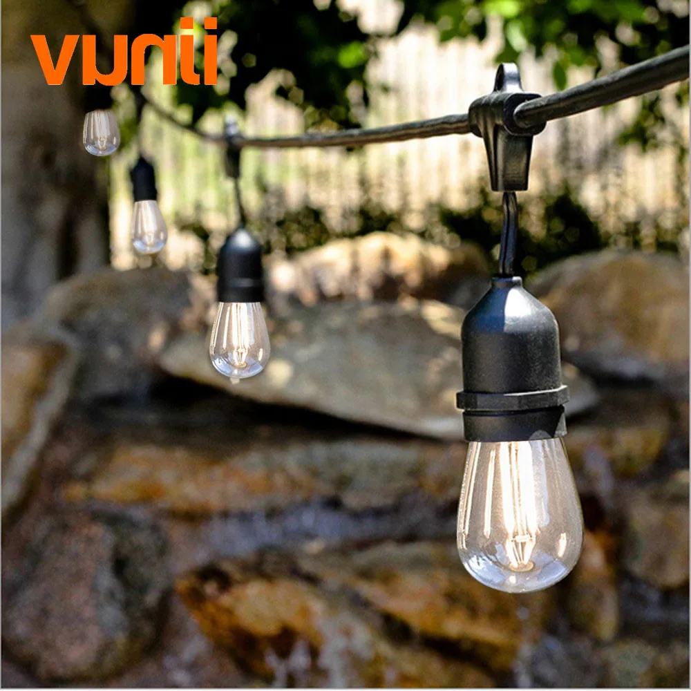 IP65 15M Commercial Grade LED String Lights S14 LED Retro Edison