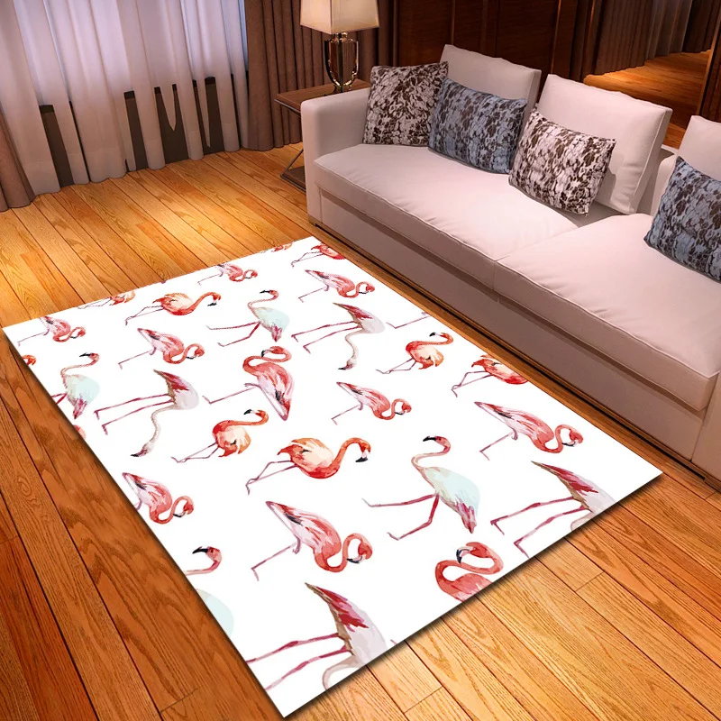 Фланелевые ковры для гостиной в скандинавском стиле с пластиковым дном, Противоскользящие коврики для детской комнаты, напольный коврик с изображением фламинго, 3D ковер и ковер - Цвет: D1801230-M018