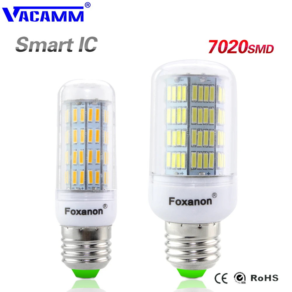 Новинка 2016 умная IC лампа Кукуруза E27 без мерцания 220 В светодиодная чип 7020SMD 230