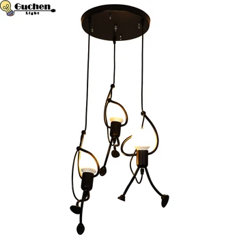 

Nordic industrial Pendant Lamps iron Human lampshade Creative droplight restaurant barbershop coffee shop home Decor LED lustre