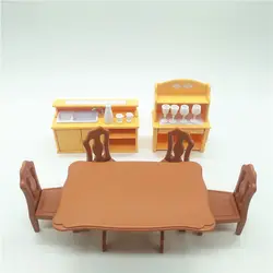 Костюм для Sylvanian Семья рисунок 1:12 Кукольный дом Столовая стол и стул кухня миниатюрная мебель DIY притворяться игрушка