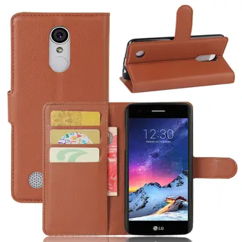 

30pcs/lot New Lichi grain wallet PU Leather stand+TPU Cover Case with card slot For LG K10 2017 LV5 / K8 2017 LV3 / K4 2017