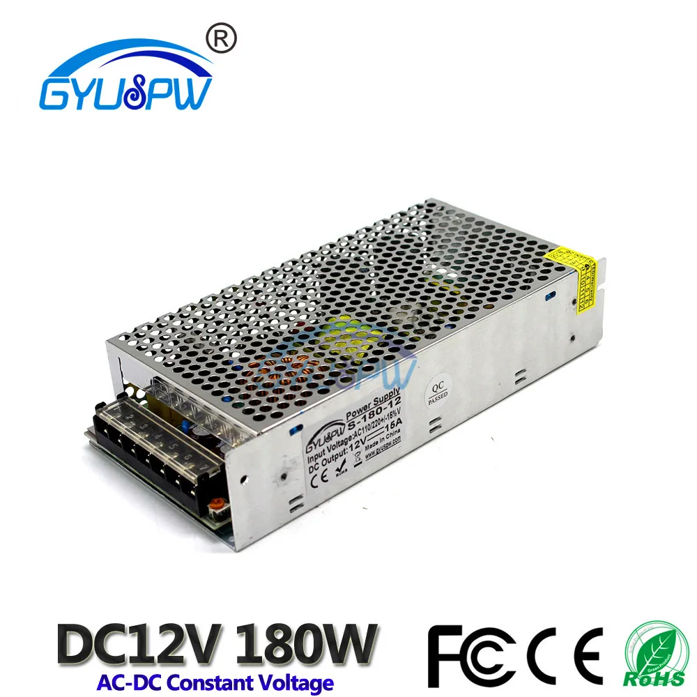 DC 12 V 15A 180 Вт импульсный переключатель Питание для Светодиодные ленты света 110 V 220 V переменного тока в постоянный dc12V Мощность адаптер с ЧПУ видеонаблюдение двигатель
