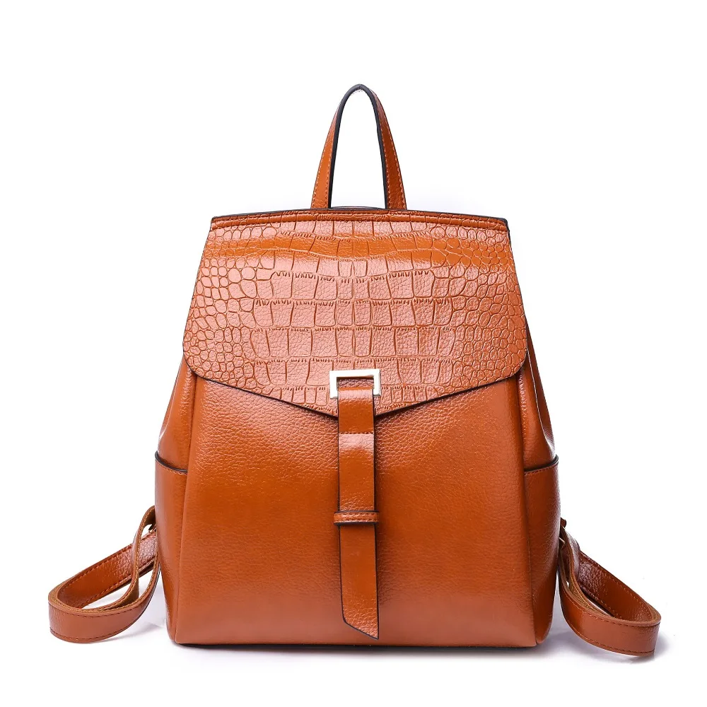 

Women Fashion Crocodile pattern PU Leather Backpack for Teenager Travel Retro Casual Ladies Multi-function Shoulder Bag Mochila