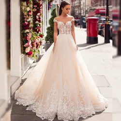 Eightree Off the Shoulder Bride Dress 2019 Scoop Neck A-line Wedding Dress Robe De Mariage Fashion Appliques Princes Bridal Gown Eightree Off the Shoulder Bride Dress 2019 Scoop Neck A-line Wedding Dress Robe De Mariage Fashion Appliques Princes Bridal Gown