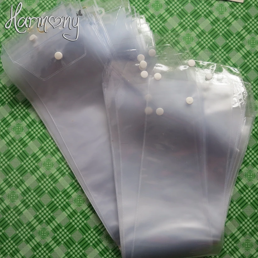 ПВХ мешок для плетения Волос Упаковочные пакеты(220 шт./лот 5,2" Ширина) ПВХ пластиковые пакеты для наращивания волос с вешалкой и кнопками