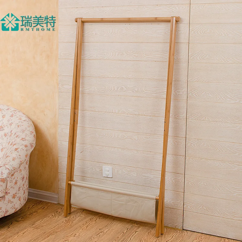 Rui US Teou style bamboo floor bedroom multifunction simple folding coat rack coat rack hangers clothes rack