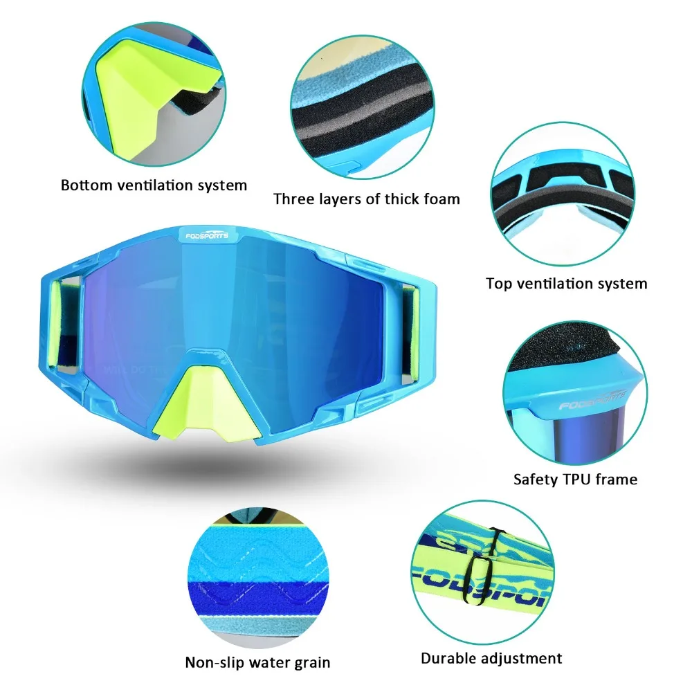 Fodsports защитные очки для мотоциклистов Велоспорт MX внедорожный шлем лыжные спортивные очки защитные очки мото гоночный велосипед солнцезащитные очки для мотокросса