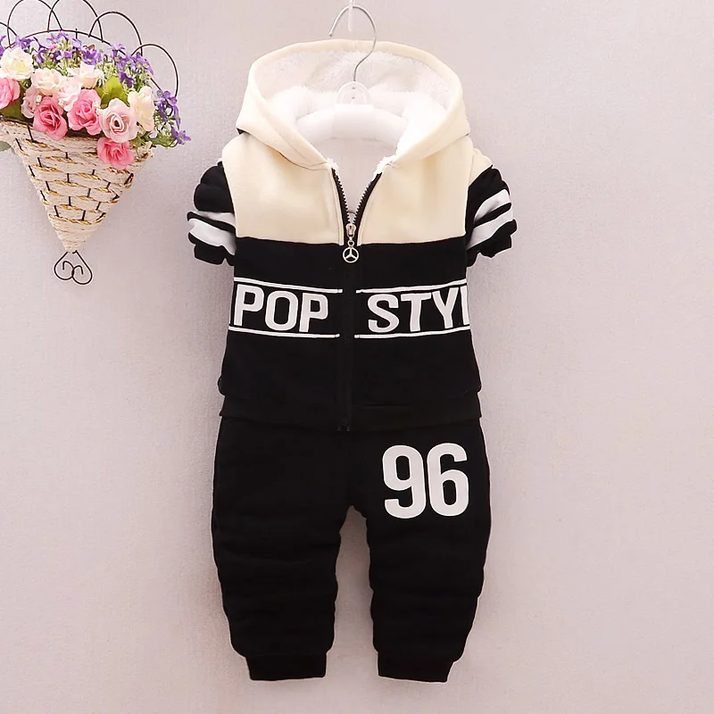 

Children Clothing 2019 Autumn /Winter Kids Sets New Children's Fashion Thickening Plus Velvet Zipper Two Sets of Letters Set
