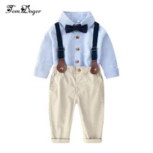 Tem doger/комплекты одежды для мальчиков коллекция года, детская одежда для мальчиков рубашка с длинными рукавами+ штаны+ подтяжки, комплект из 3 предметов одежда для маленьких мальчиков