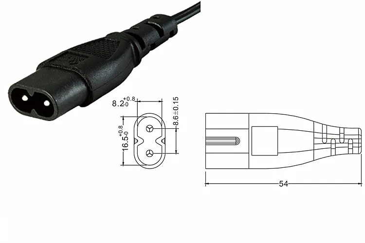 C7/C8 Мощность "8" фигура адаптер конвертер кабель, Европейский IEC320 C7 женский C8 штекер удлинитель, 30 см, 1 шт