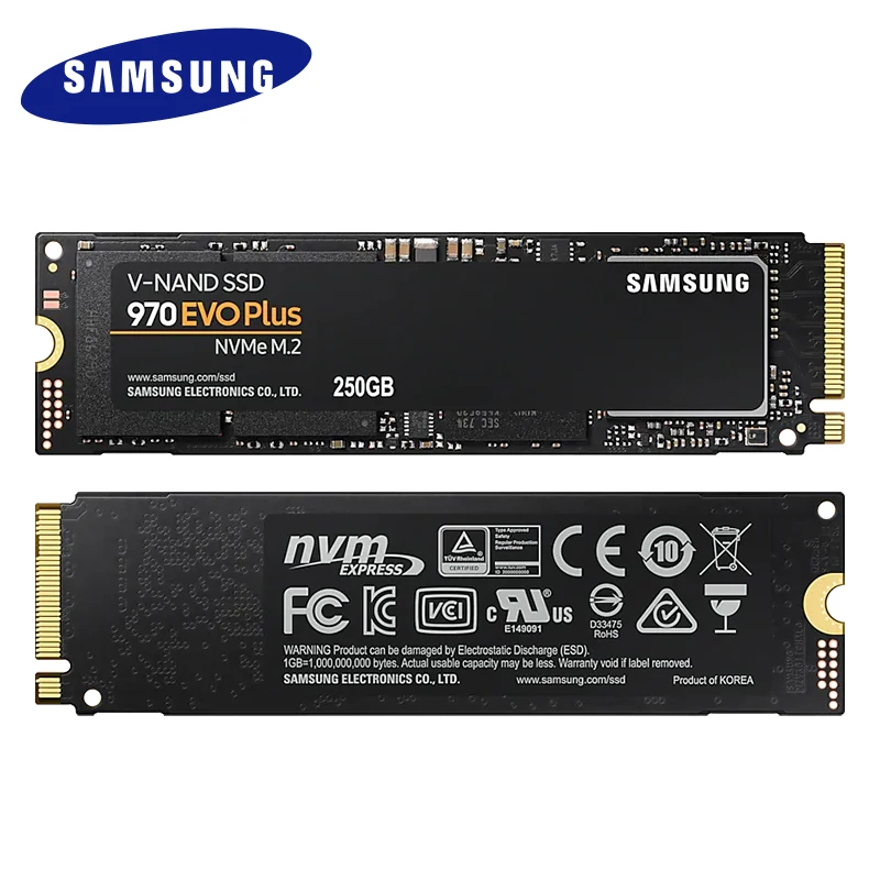 SAMSUNG SSD M.2 1 ТБ 250GB 500GB 970 EVO Plus NVMe Внутренний твердотельный диск Жесткий диск M2 2280 TLC PCIe Gen 3,0x4, NVMe 1,3