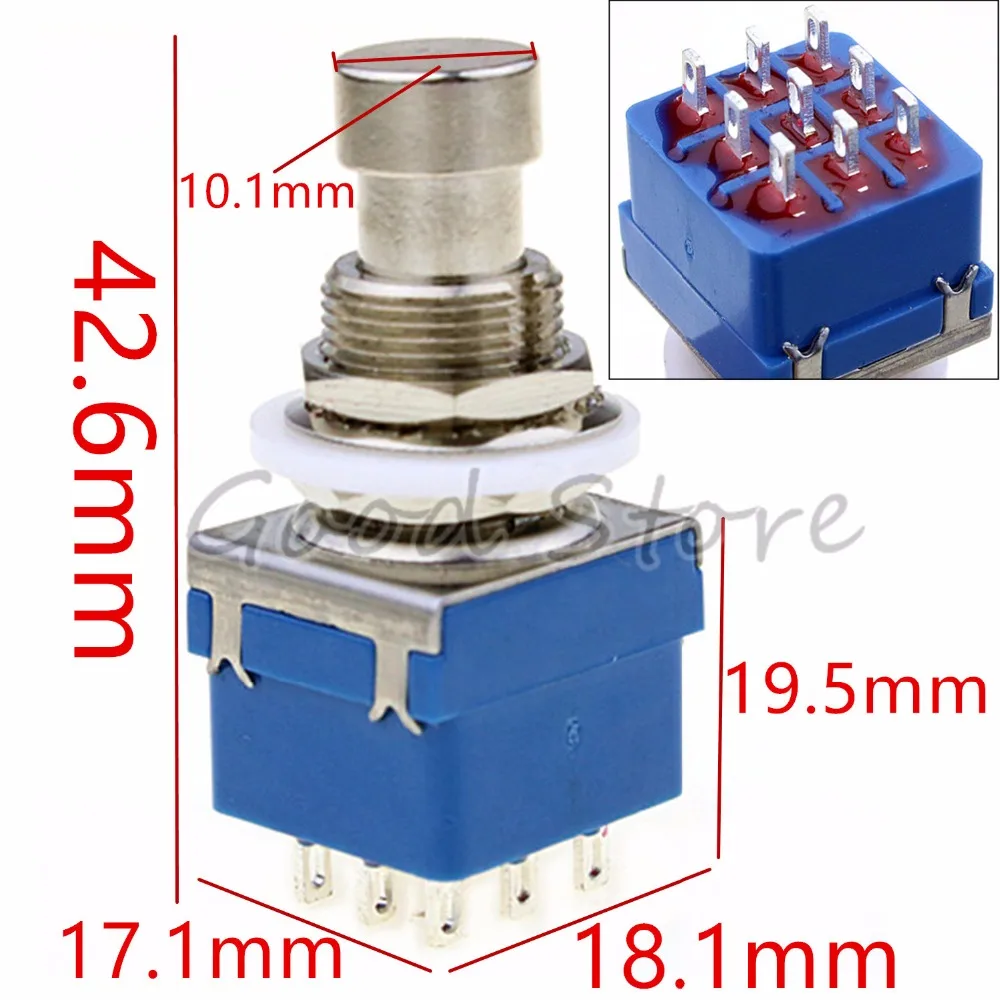 

1PCS Guitar switch Effects 3PDT 9-Pin Latching Stomp Pedal Footswitch Foot Switch Blue
