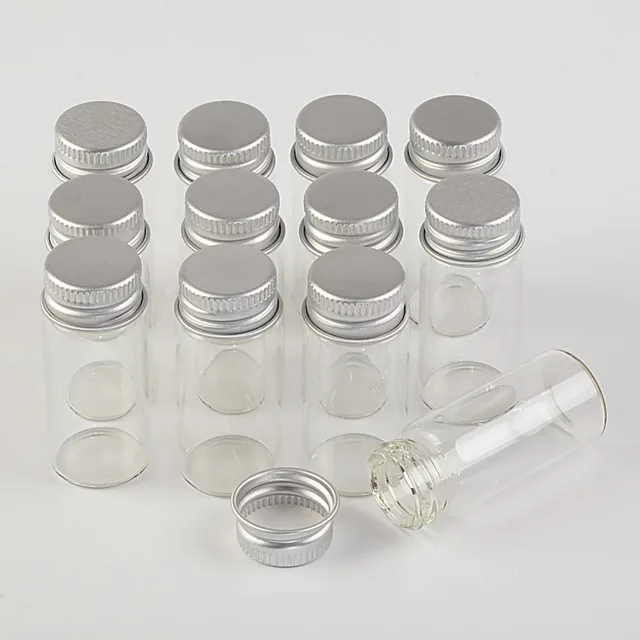22*50*13mm 10ml Mini Glass Bottles With Metal Cap Empty Small Wishing