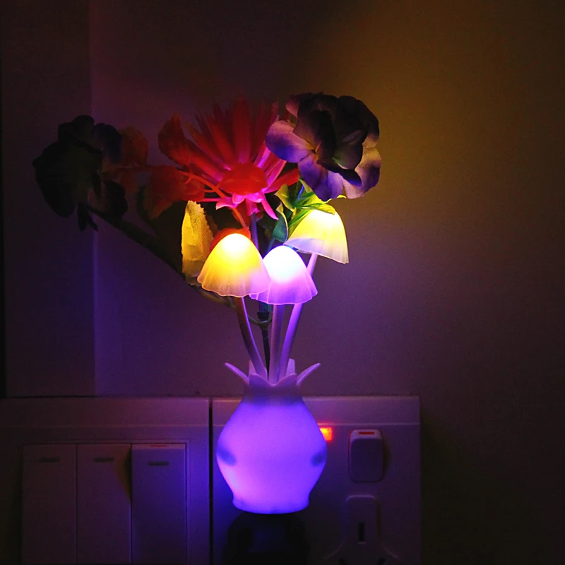 

Sensor Night Light Lotus Flower LED Lamp US Plug Romantic Colorful Home Decor