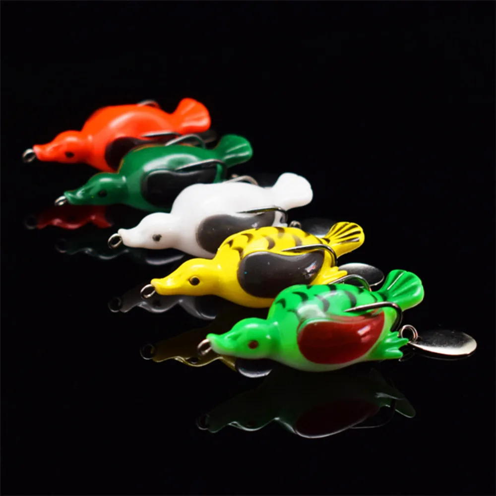 

1pcs Silicone Fishing Lures 65mm 14g Artificial Duck Lure Soft Lure Frog Sinking Wobblers With Two Hooks Fishings Lures Topwater