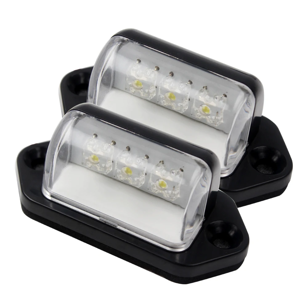 1 Pair LED Car Number Plate Light For Auto Truck Trailer Lorry 3LEDs