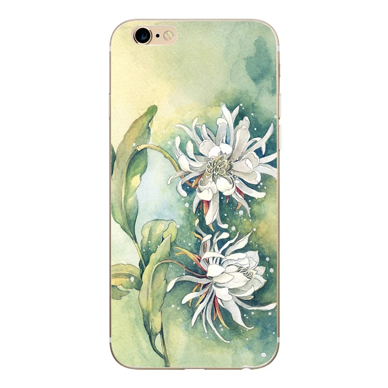 Painted Mobile Phone Cover Case for iphone 5 5s se 6 6s Soft Slim TPU Fashion Flowers and cats Phone Cases (9)