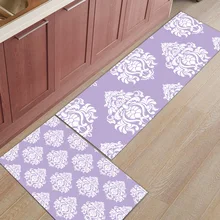 2 шт. кухонные подстилки И КОВРИКИ НАБОР современный классический фиолетовый Европейский узор домашний декор Нескользящая зона бегун входной коврик