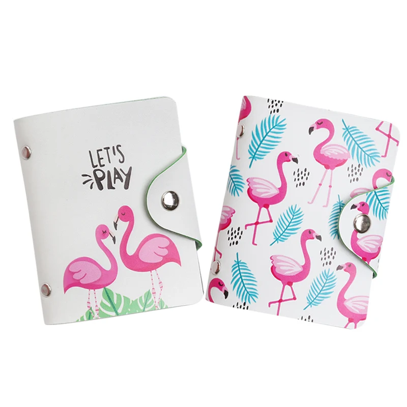 

Cartoon Flamingo ID Card Wallet Women PU Leather Card Wallet Credit Card Holder Passport Business Card Holder