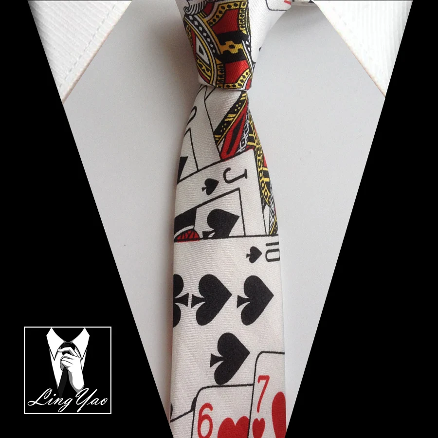 

5cm Fashion Casual Skinny Tie Personality Poker Play Cards Pattern Necktie Cravat