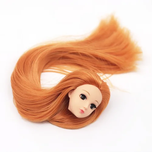 Кукла голова, 3D настоящие глаза макияж с кудрявыми прямыми густыми волосами Аксессуары для DIY косплей 1/6 Кукла Барби подарок игрушки для девочек - Цвет: 8
