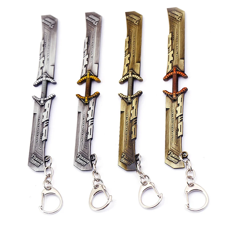 

SG New Marvel Avengers 4 Endgame Thanos Sword Iron Man Infinite Power Gauntlet Llavero PantherThor Weapons Movie Toys Keyrings