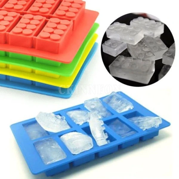 Lego Ice Cube Tray Candy Chocolate Jello Mold Hard Plastic w Lid Yellow