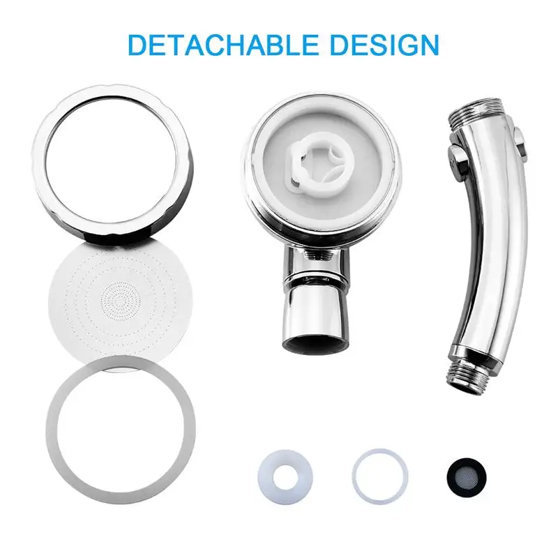 3pcs/1set Shower Head Water Saving High Pressurized ABS Plastic Bathroom Hand Hold Shower Head Set High Pressure Shower Head Set