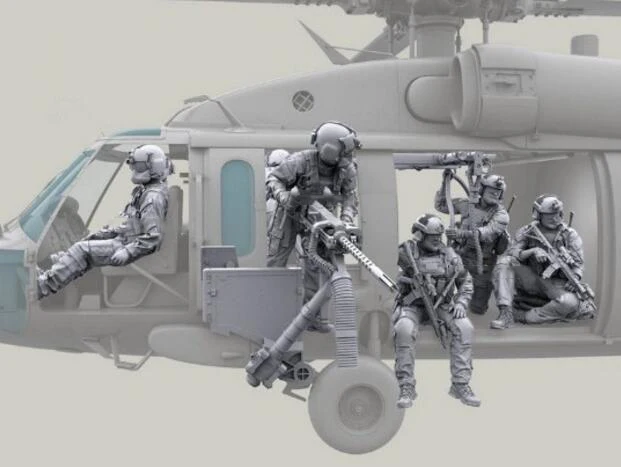 Набор фигурок из смолы в сборе 1/35 года, вертолет США(7 фигурок, вертолет в комплект не входит