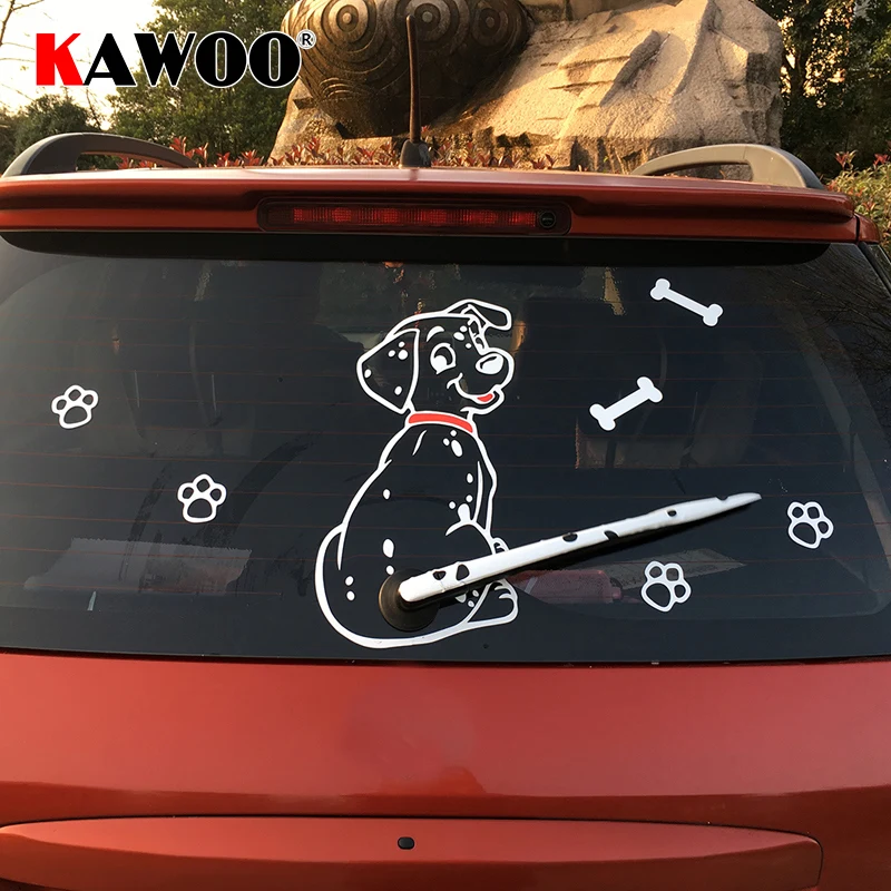 Cartoon Funny Spotted Dog Pattern Sticker Car Window Wiper Decals Rear Windshield Sticker Car-Styling Decoration Sticker Fashionable Car Styling Sticker