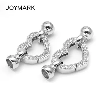 

Heart Shape White Rhodium Plated 925 Sterling Silver With Zircon Stone Connector Spring Clasps SC-CZ007