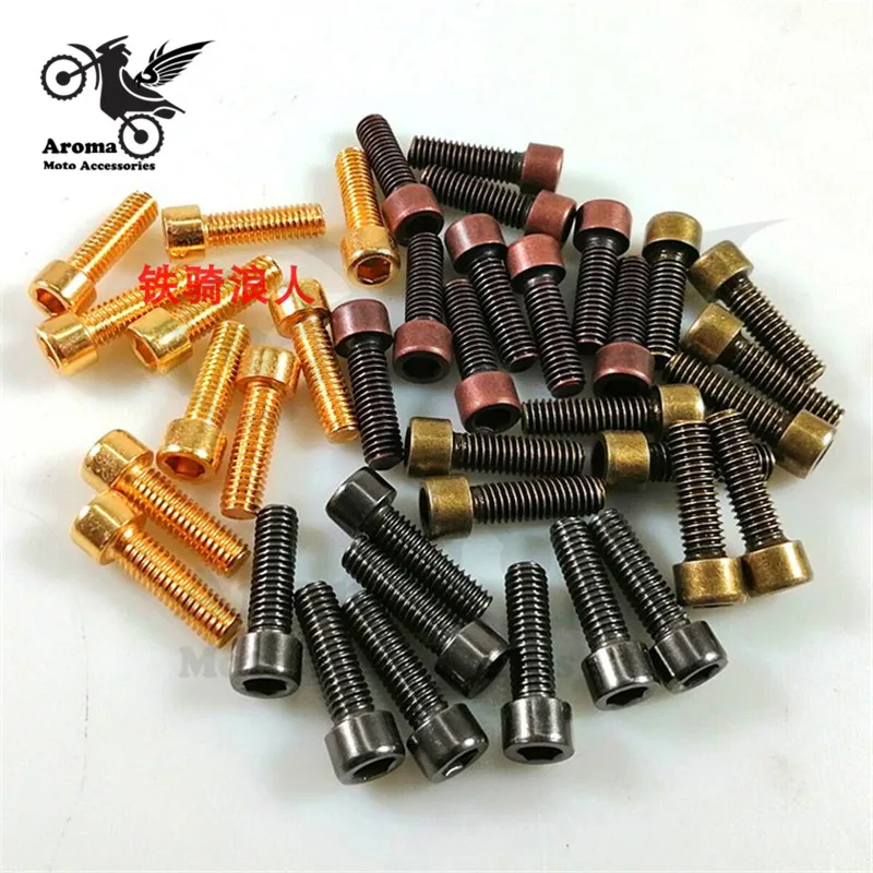 

top quality 10 PCS M6 screw motorbike decal motorcycle screw 6MM scooter racing motocross part kit fairing moto fixing Nuts Bolt
