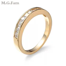 MGFam Nhỏ Vuông Nhẫn Cho Phụ Nữ Thời Trang Hàng Ngày Mặc CZ 18 k G P Vàng màu Hot đồ trang sức AAA + cubic Zircon(China)