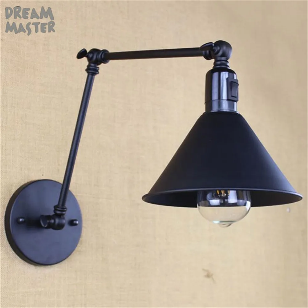 American retro Swing two arms industrial Wall lamp lighting black switch on off sconces arandelas para banheiro antique iron American retro Swing two arms industrial Wall lamp lighting black switch on off sconces arandelas para banheiro antique iron