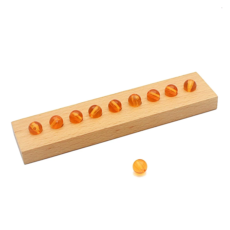 Kids Montessori Teaching Aids 10Pcs Golden Beads Units Wooden Toy Math Learning Decimal System Preschool Baby Toy for Children