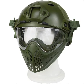 

NEW Outdoor military Tactical Integrated Helmet F22 with Removable Face Mask and Goggles Hunting Party