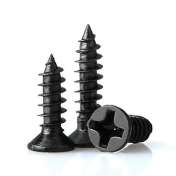 

500pcs M1.7 1.7mm Long 3mm-16mm Phillips Round Head Wood Screws Self Tapping Screws Black