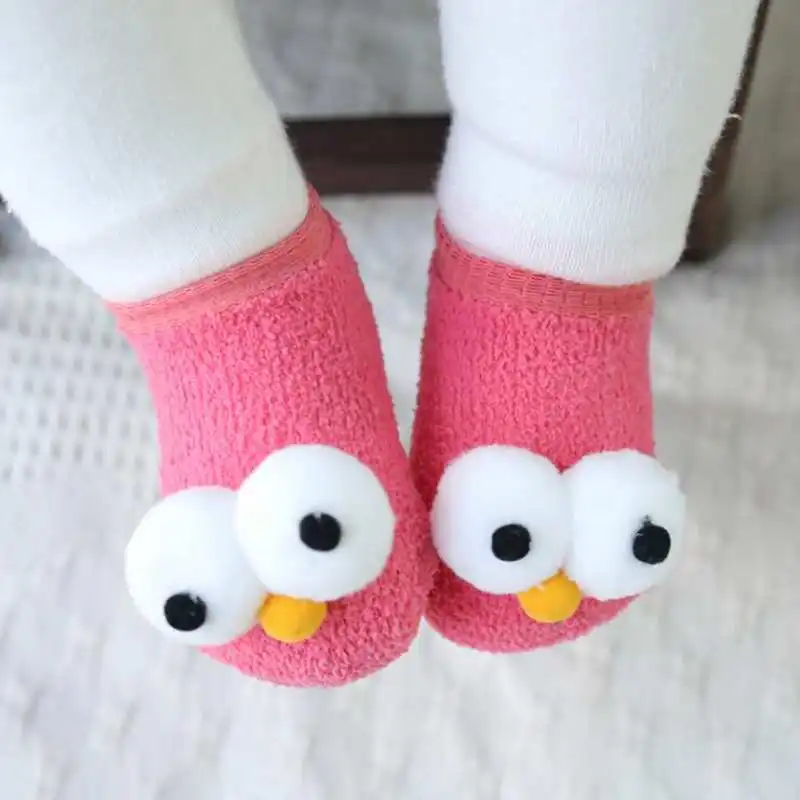 

Cartoon Big Eyes Baby Socks Coral Velvet Anti Slip Floor Socks Autumn Winter Toddler Kids Warm Sock