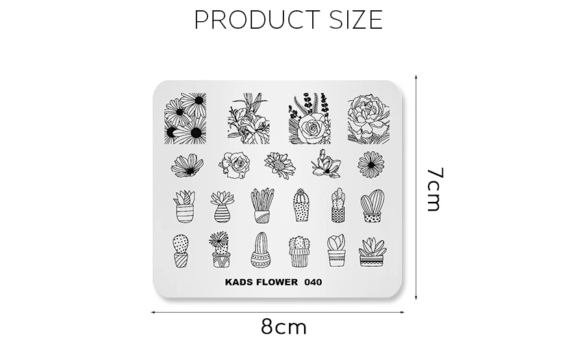 KADS цветок 040 цветок кактус суккулент растения Дизайн Шаблон трафарет Красота Инструменты пластина для стемпинга для нейл-арта трафаретные гвозди инструмент