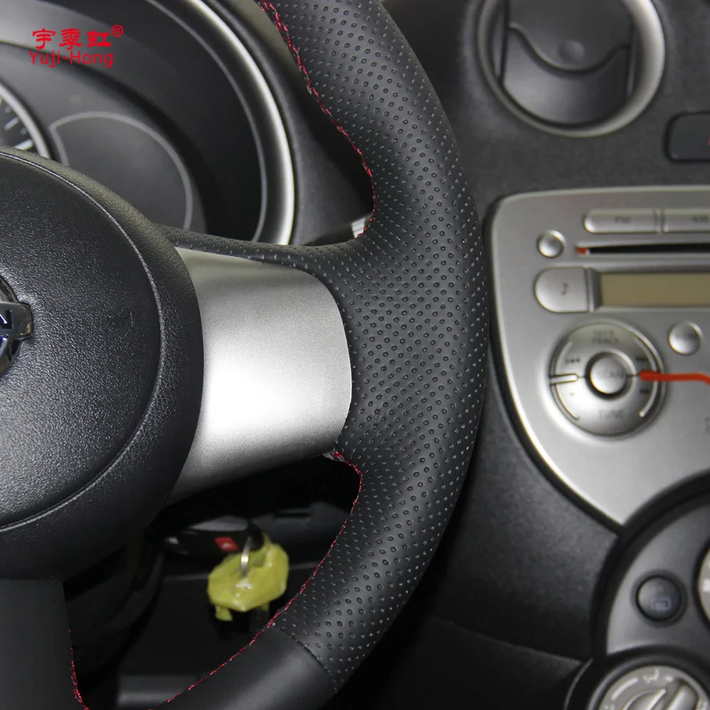 Чехлы на рулевое управление для Nissan March Versa Note Sunny 2011 ручная работа искусственная